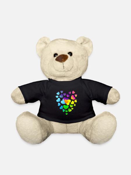 Herz Herzen bunte Herzen - Teddy - Schwarz