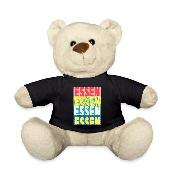 Essen Deutschland Stadt Schrift Skyline Heimat - Teddy - Schwarz - Vorne