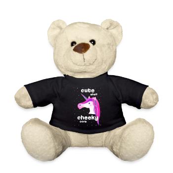 pink unicorn cute cheeky - Teddy Bear - black - Front