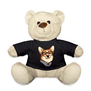 Smart Corgi Dog Lover puppy - Teddy Bear - black - Front