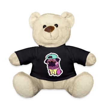 Hip-Hop Pug 80s 90s Dog Puppy - Teddy Bear - black - Front