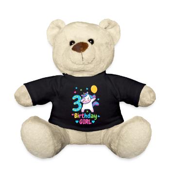 Einhorn zum 3. Geburtstag. - Teddy - Schwarz - Vorne