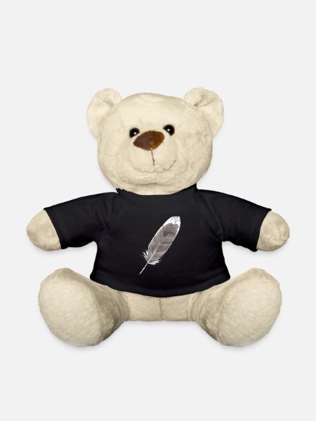 Feather grey hand-drawn (greylag goose) - Teddy Bear - black