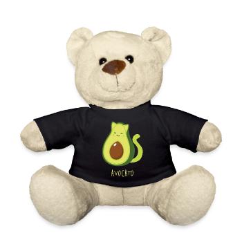 Cat Avocado Avocato Funny Animal Puns - Teddy Bear - black - Front