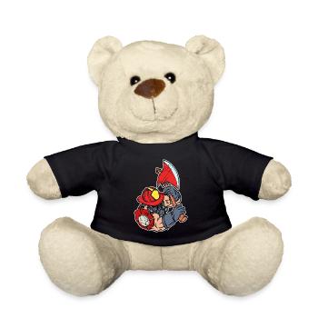 Feuerwehr Brandschutz Lebensretter Feuerwehrmann - Teddy - Schwarz - Vorne
