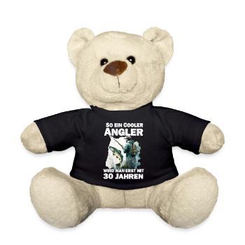 30 Geburtstag Angler Fischen Angeln Spruch - Teddy - Schwarz - Vorne