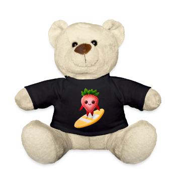 Erdbeere auf Surfboard - Teddy - Schwarz - Vorne