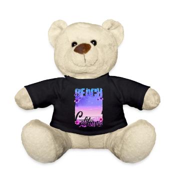 Vintage Flowers beach California retro garden USA - Teddy Bear - black - Front
