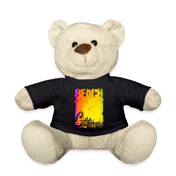 Vintage Flowers beach California retro garden USA - Teddy Bear - black - Front