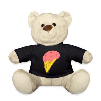 Crème glacée à la fraise - Nounours - noir - Devant