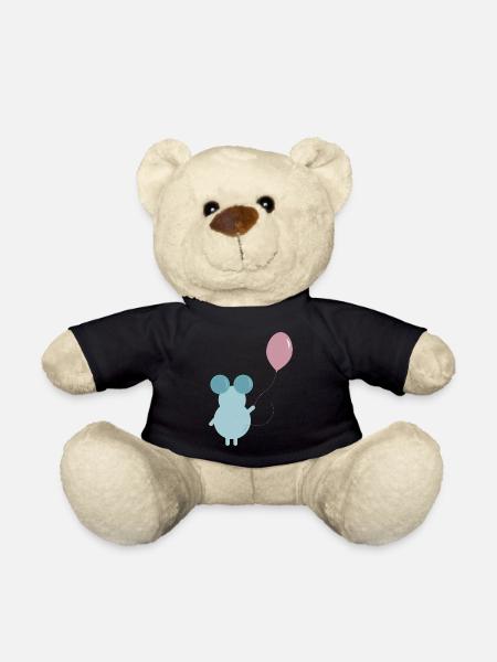 MOUSE HOLDING A BALLOON ILLUSTRATION - Teddy Bear - black