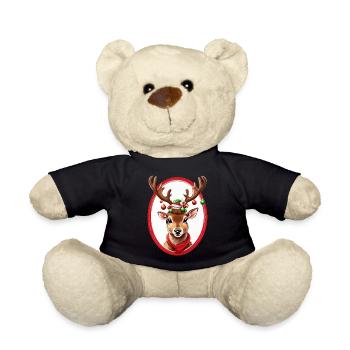 Rentier mit Weihnachtskugeln - Teddy - Schwarz - Vorne