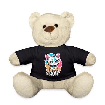 Kawaii Aquarell Katze - Teddy - Schwarz - Vorne
