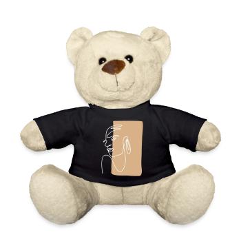 One Line Art Portrait of a Woman - Teddy Bear - black - Front