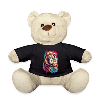 Cool Colourful Lion in Sunglasses - Teddy Bear - black - Front