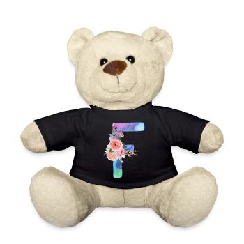 Letter f watercolor - Teddy Bear - black - Front
