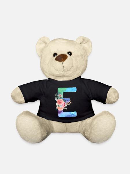 Buchstabe E Aquarell - Teddy - Schwarz