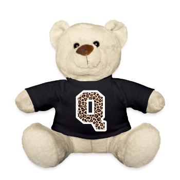 Buchstabe Q Leopardenmuster - Geschenkidee zum Geburtstag - Teddy - Schwarz - Vorne