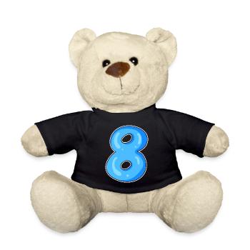 Number 8 Number Eight Motif Blue - Teddy Bear - black - Front