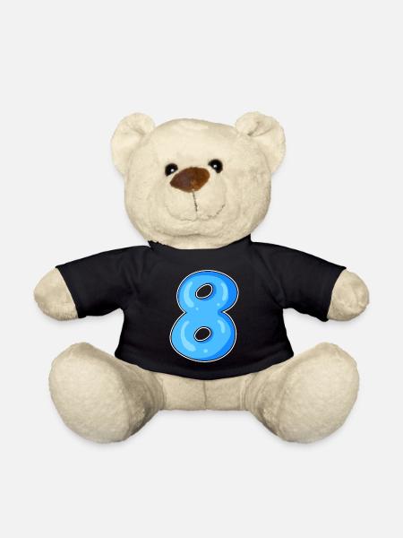 Zahl 8 Nummer Acht Motiv Blau - Teddy - Schwarz