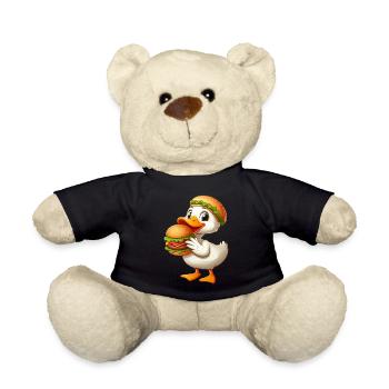 Lustige Ente Erpel Fast Food Hamburger - Teddy - Schwarz - Vorne