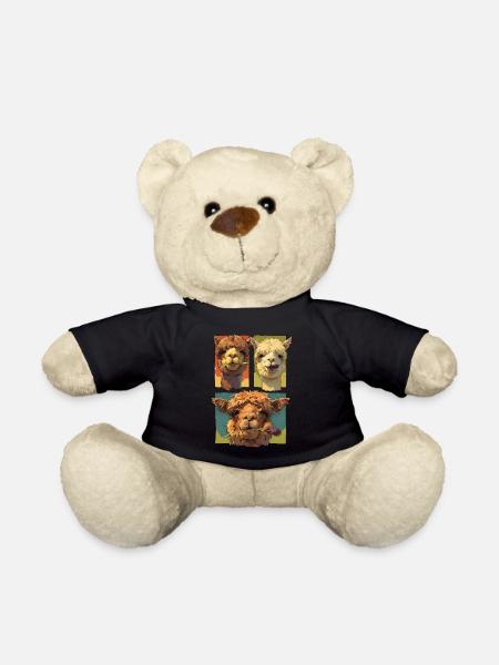 Süßes Alpaka-Trio, lustige Alpaka-Gesichter, bunt - Teddy - Schwarz