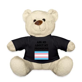 Ask me about my pronouns Trans Pride Flag - Teddy Bear - black - Front