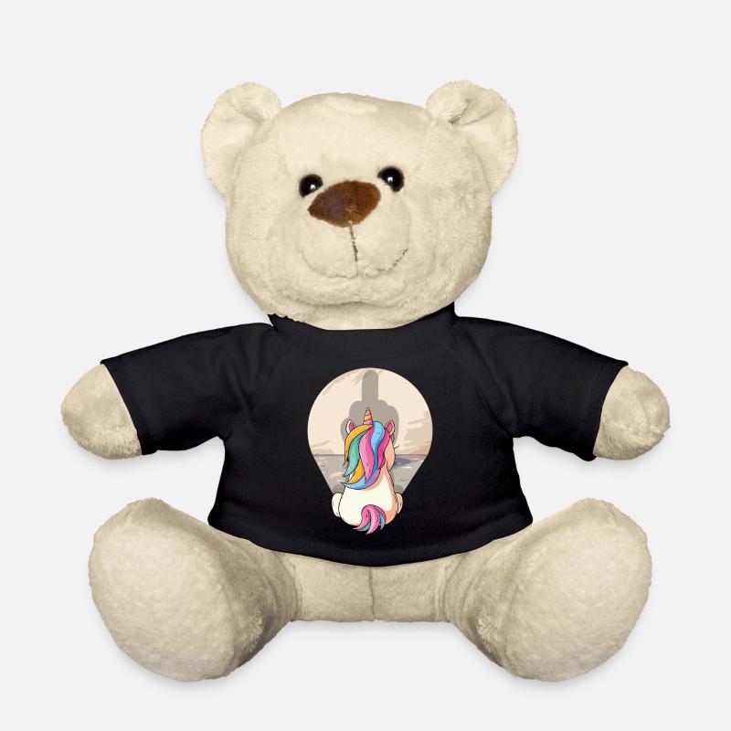 Einhorn Schatten Mittelfinger, Unicorn, Fabelwesen - Teddy - Schwarz