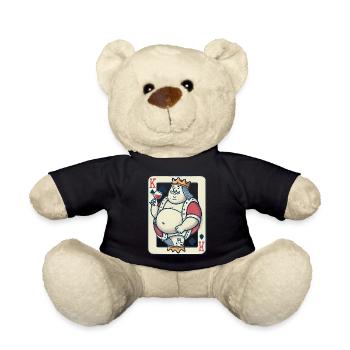 Drôle de roi de cœur buvant du vin - Nounours - noir - Devant