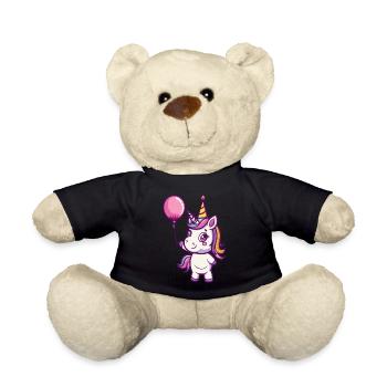 Unicorn Birthday Comic Cute - Teddy Bear - black - Front