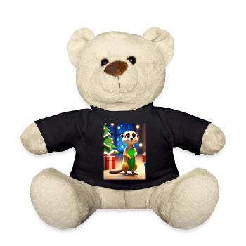 Cartoon Christmas Greetings Meerkat Gift - Teddy Bear - black - Front