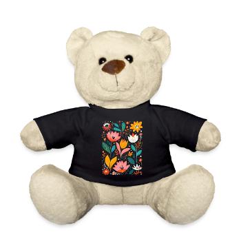 Otomi Floral Pattern Cultural Art - Teddy Bear - black - Front