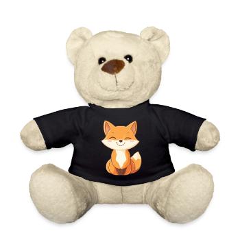 Cute and Happy Fox in Cartoon Style - Teddy Bear - black - Front