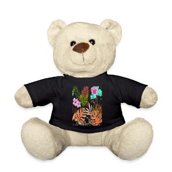 Motif tropical Monstera exotique avec des fleurs - Nounours - noir - Devant
