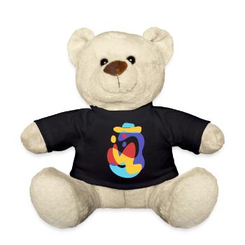 monster enjoy summer sea - vintage bold abstract - Teddy Bear - black - Front