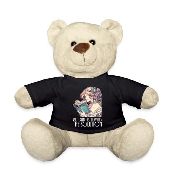 Book Books Reading Wife Solution Funny Gift - Teddy Bear - black - Front