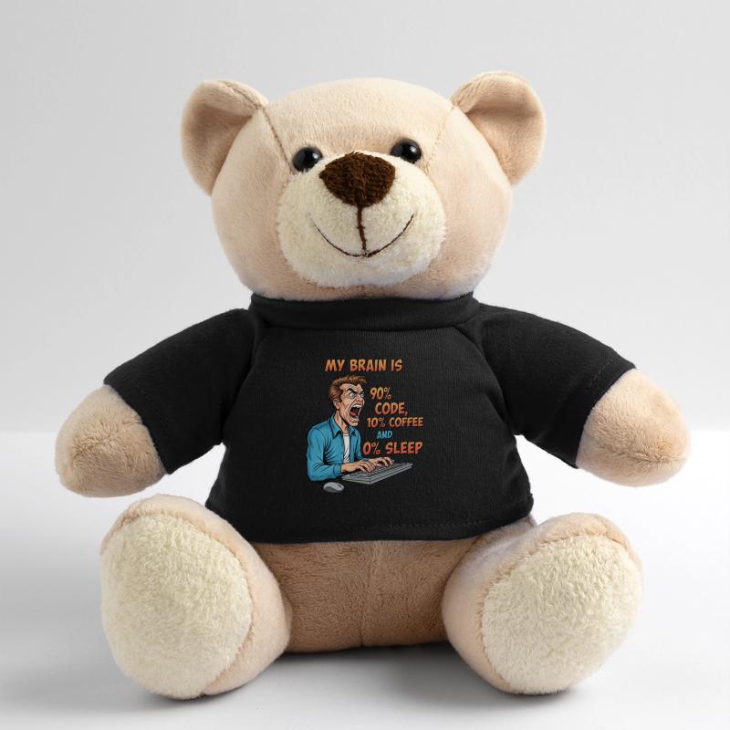 0% Sleep: Code & Coffee Power! Teddy Bear