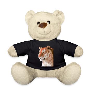 Floral Tiger with Flowers Headdress Ai-Art - Teddy Bear - black - Front