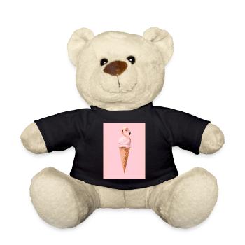 Flamingo-Eis mit Waffeltüte - Teddy - Schwarz - Vorne
