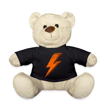 Energetic lightning effect in orange 3D - Teddy Bear - black - Front