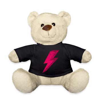 Bright Pink Lightning Design 3D - Teddy Bear - black - Front