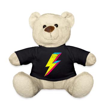 Neon Flash Lightning Design 70s 80s - Teddy Bear - black - Front