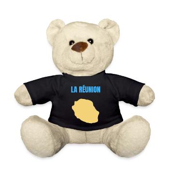 T-Shirt mit goldener Karte auf der Insel La Réunion - Teddy - Schwarz - Vorne
