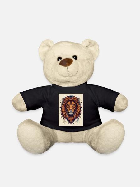Löwenporträt im Farbenzauber - Teddy - Schwarz