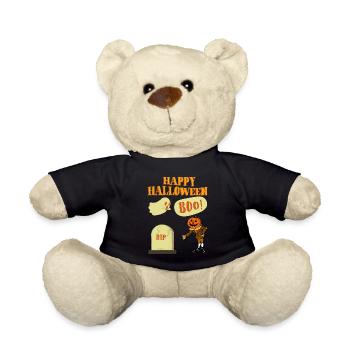 Halloween Cartoon Pumpkin Ghost - Teddy Bear - black - Front