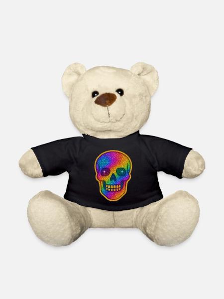Regenbogen Skull Glitzer zu Halloween - Teddy - Schwarz