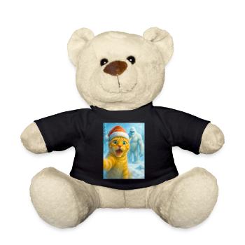  cat, Santa hat, Yeti, Christmas, snow, meme,selfi - Teddy - Schwarz - Vorne