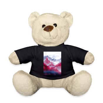 Psy-Art - Temple over Mountain Landscape - Teddy Bear - black - Front