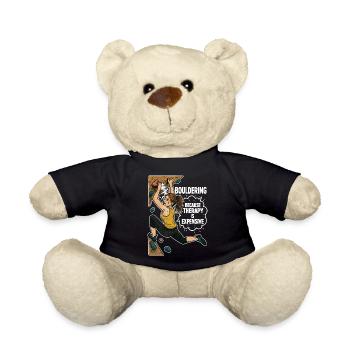 Bouldern statt Therapie – Lustiges Kletter Shirt - Teddy - Schwarz - Vorne