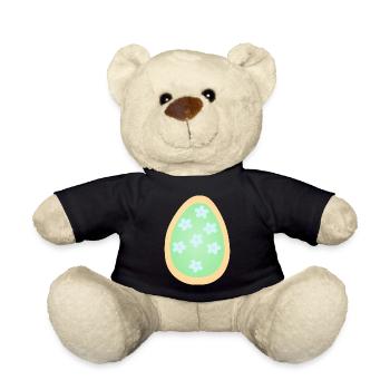 Pastel Floral Egg Pattern - Teddy Bear - black - Front